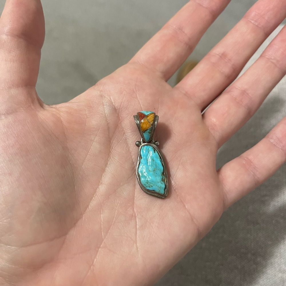 Turquoise necklace charm.